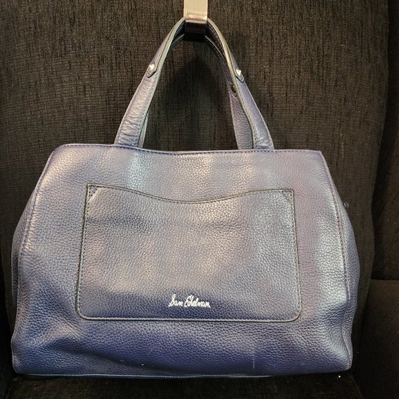 Sam Edelman Handbags - Sam Edelman Navy Blue Leather Satchel with Reversible Studded Shoulder Strap